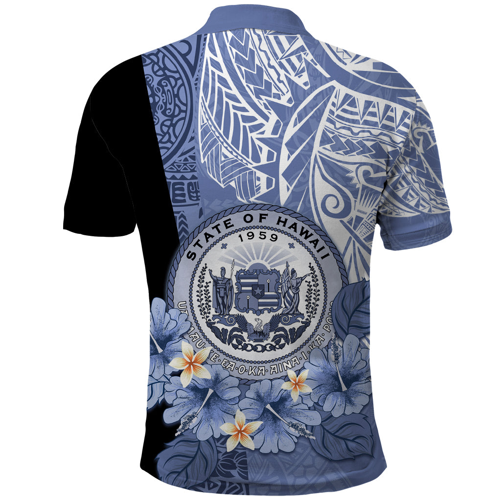 Aloha Vintage Hawaii Tribal Polo Shirt Blue Style LT9 - Polynesian Pride