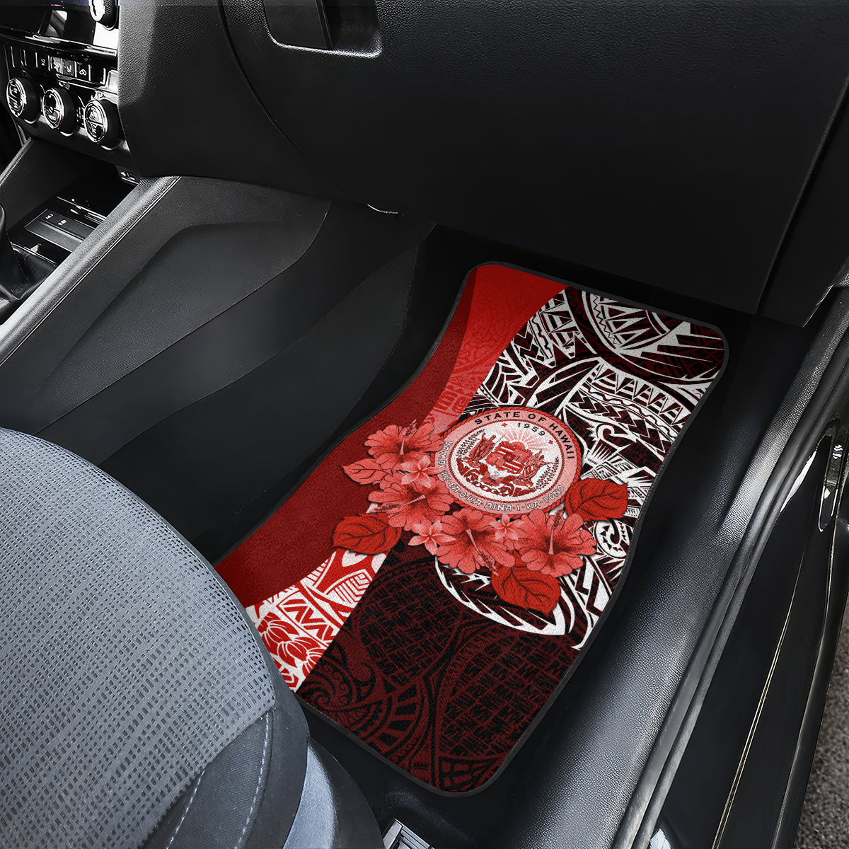 Aloha Vintage Hawaii Tribal Car Mats Red Style LT9 - Polynesian Pride