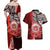 Aloha Vintage Hawaii Tribal Couples Matching Off Shoulder Maxi Dress and Hawaiian Shirt Red Style LT9 - Polynesian Pride