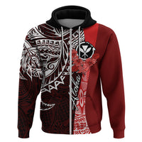 Aloha Vintage Hawaii Tribal Hoodie Red Style LT9 Zip Hoodie Red - Polynesian Pride