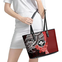 Aloha Vintage Hawaii Tribal Leather Tote Bag Red Style LT9 - Polynesian Pride