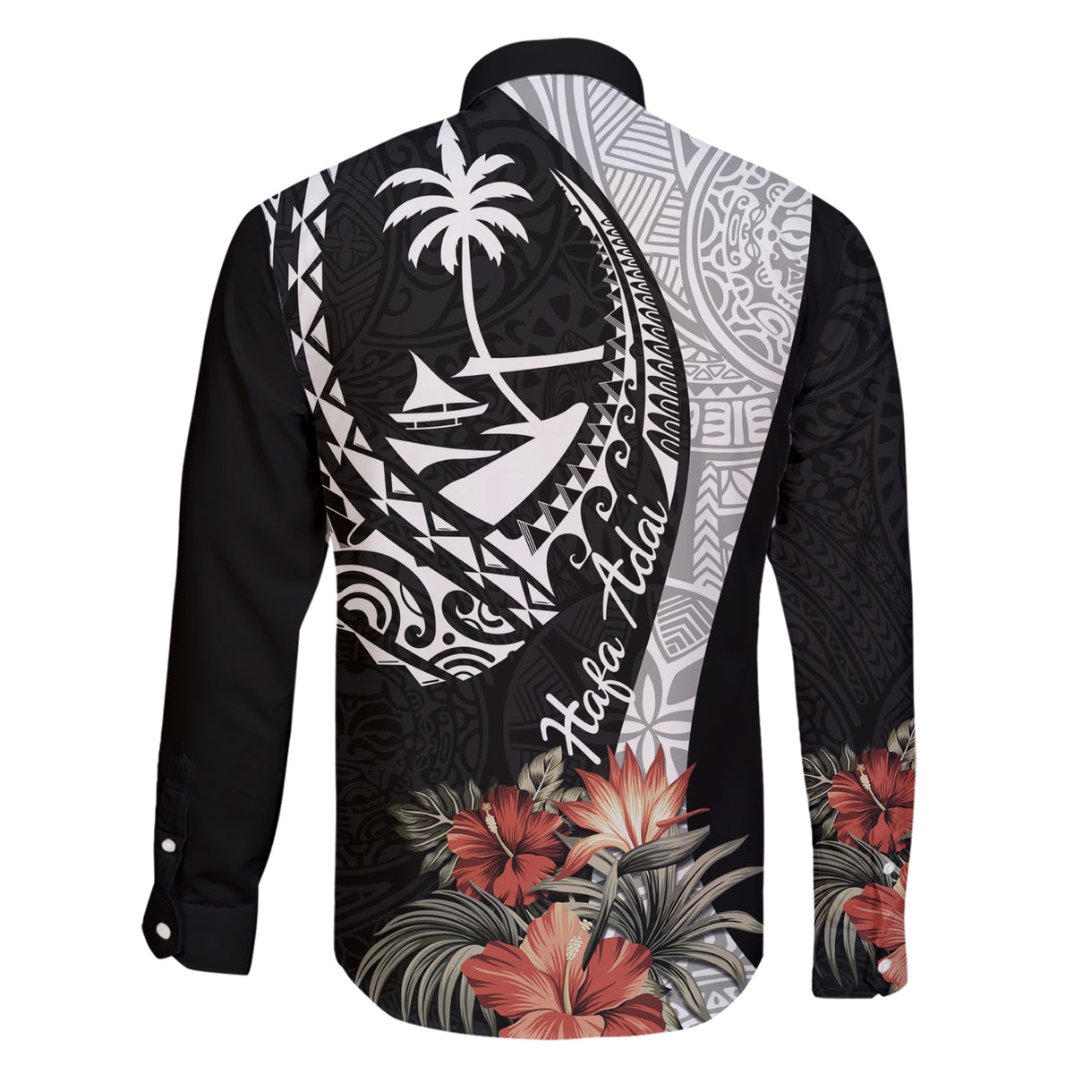 Hafa Adai Guam Family Matching Short Sleeve Bodycon Dress and Hawaiian Shirt Tropical Flowers with Polynesian Pattern LT9 - Polynesian Pride