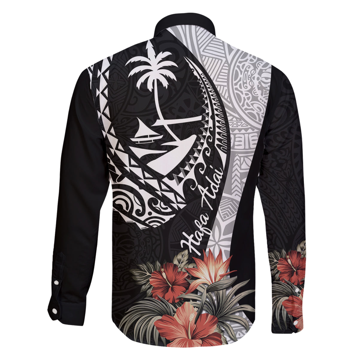 Hafa Adai Guam Family Matching Tank Maxi Dress and Hawaiian Shirt Tropical Flowers with Polynesian Pattern LT9 - Polynesian Pride