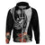 Hafa Adai Guam Hoodie Tropical Flowers with Polynesian Pattern LT9 Zip Hoodie Black - Polynesian Pride