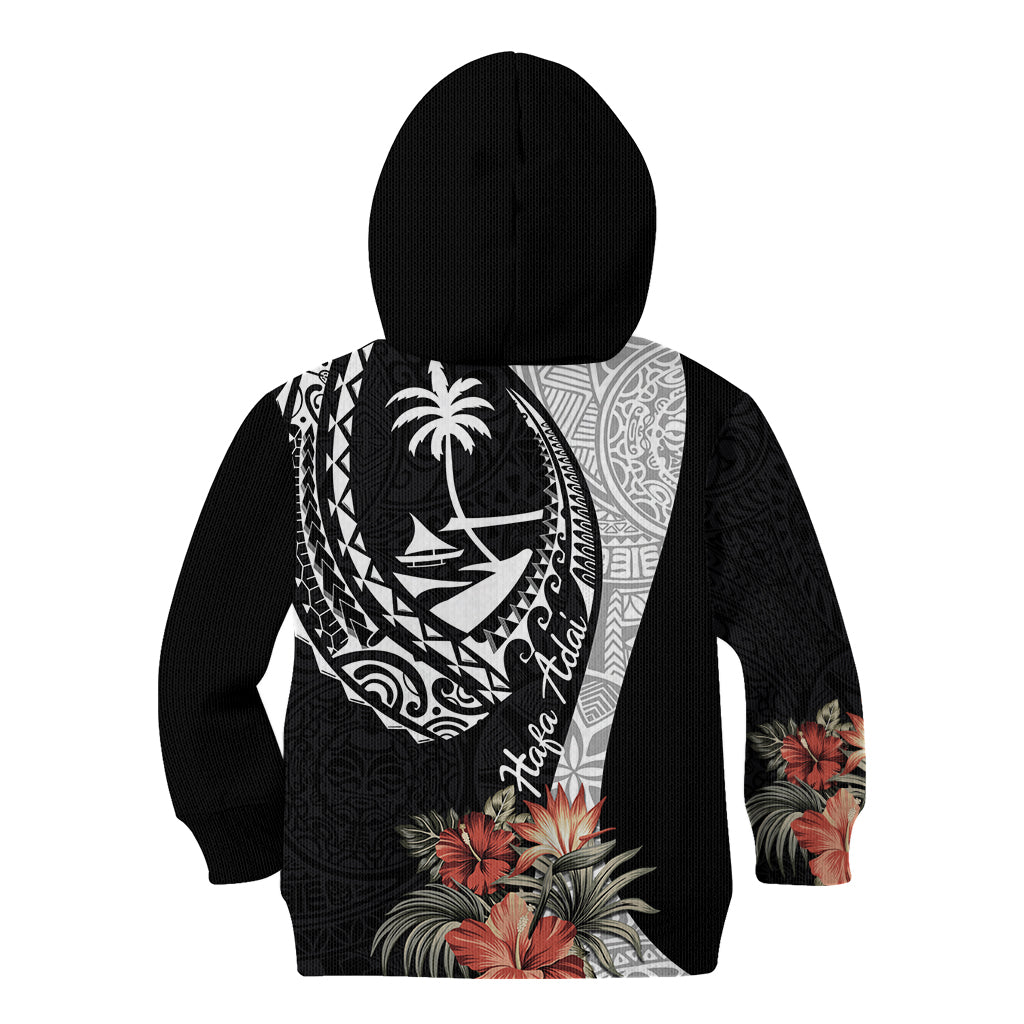 Hafa Adai Guam Kid Hoodie Tropical Flowers with Polynesian Pattern LT9 - Polynesian Pride