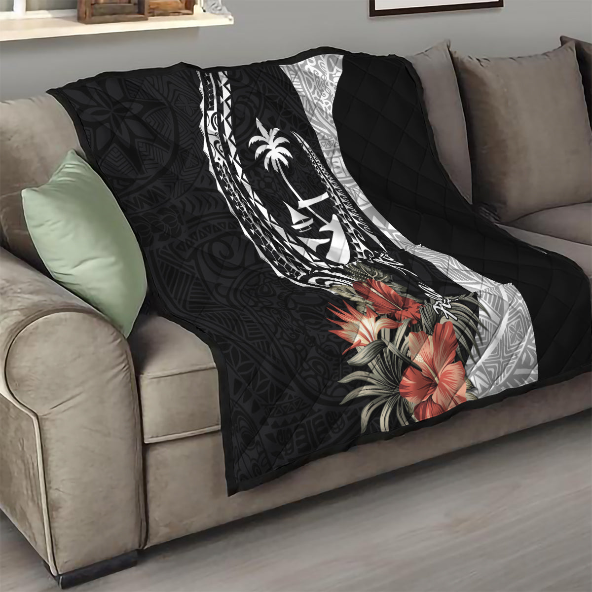 Hafa Adai Guam Quilt Tropical Flowers with Polynesian Pattern LT9 - Polynesian Pride