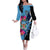 Bula Fiji Vintage Fijian Masi Pattern Family Matching Off Shoulder Long Sleeve Dress and Hawaiian Shirt Blue Unique LT9 Mom's Dress Blue - Polynesian Pride