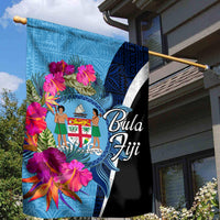Bula Fiji Vintage Fijian Masi Pattern Garden Flag Blue Unique LT9 - Polynesian Pride