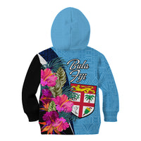 Bula Fiji Vintage Fijian Masi Pattern Kid Hoodie Blue Unique LT9 - Polynesian Pride