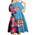 Bula Fiji Vintage Fijian Masi Pattern Kid Short Sleeve Dress Blue Unique LT9 - Polynesian Pride