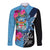 Bula Fiji Vintage Fijian Masi Pattern Long Sleeve Button Shirt Blue Unique LT9 Unisex Blue - Polynesian Pride