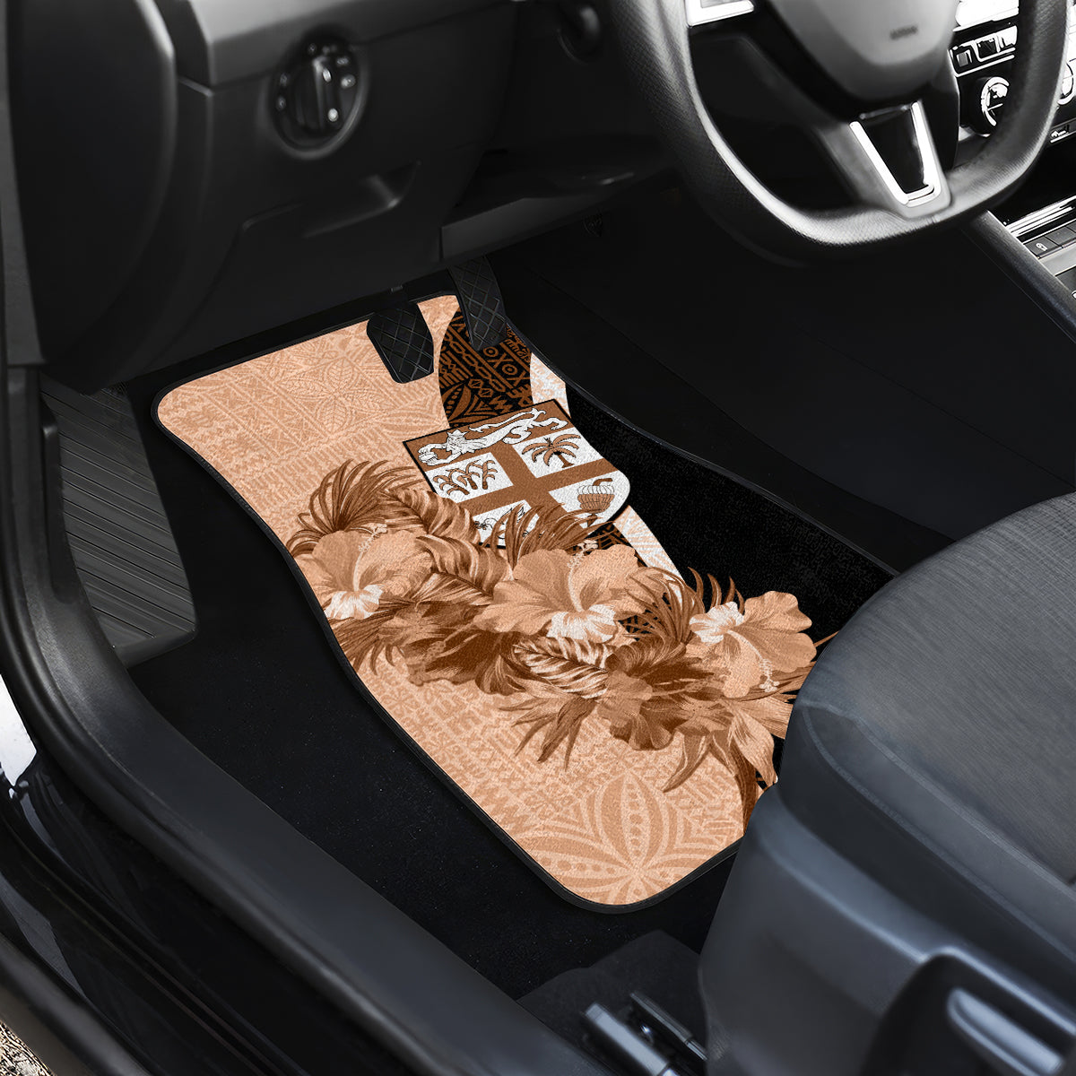 Bula Fiji Vintage Fijian Masi Pattern Car Mats Peach Fuzz Unique LT9 - Polynesian Pride