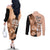Bula Fiji Vintage Fijian Masi Pattern Couples Matching Off The Shoulder Long Sleeve Dress and Long Sleeve Button Shirt Peach Fuzz Unique LT9 - Polynesian Pride
