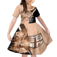 Bula Fiji Vintage Fijian Masi Pattern Family Matching Tank Maxi Dress and Hawaiian Shirt Peach Fuzz Unique LT9 Daughter's Dress Peach Fuzz - Polynesian Pride