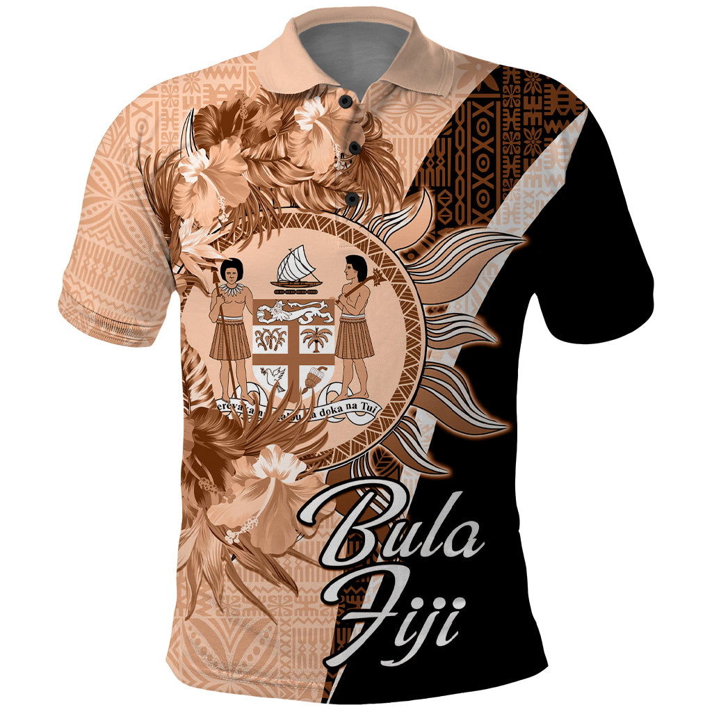 Bula Fiji Vintage Fijian Masi Pattern Polo Shirt Peach Fuzz Unique LT9 Peach Fuzz - Polynesian Pride