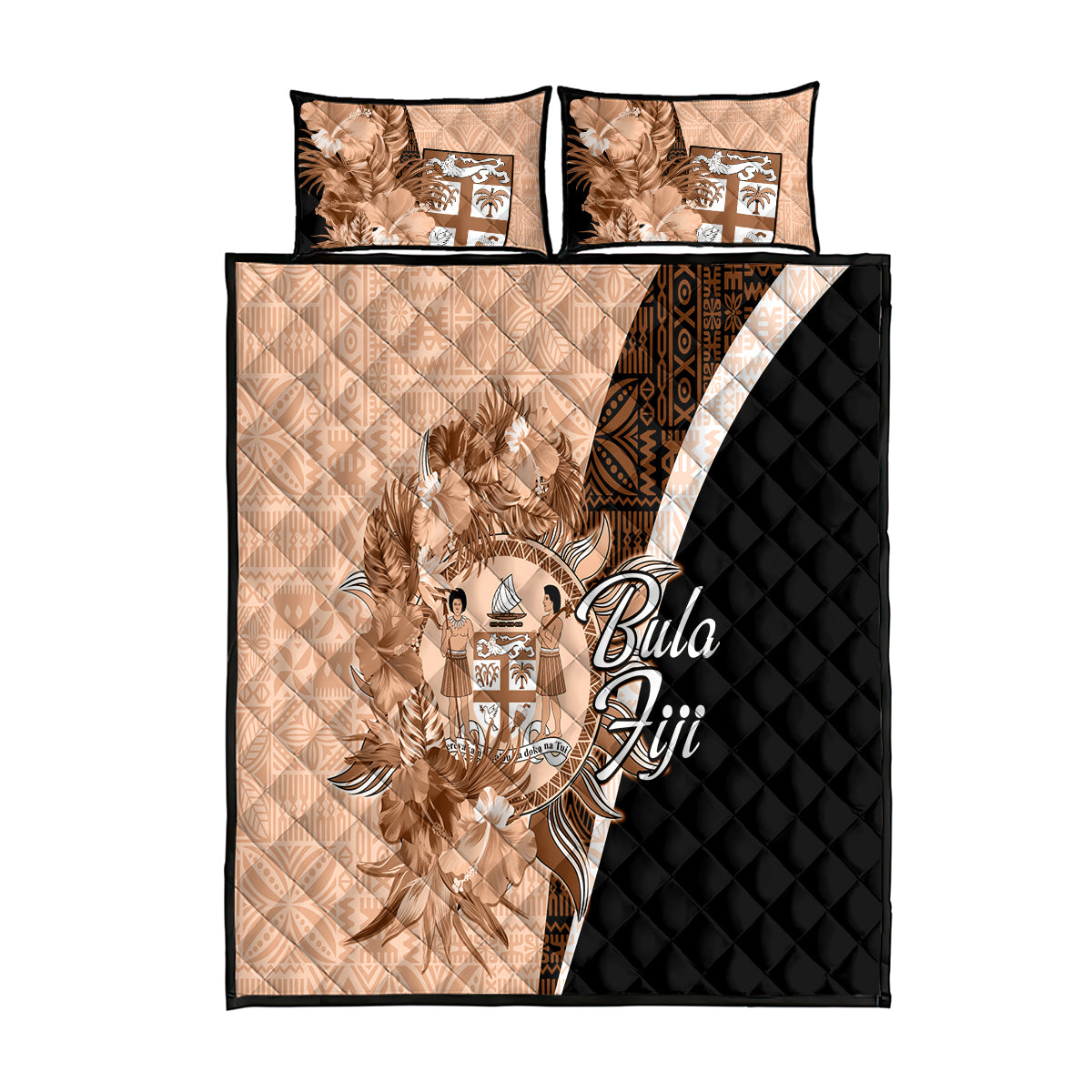 Bula Fiji Vintage Fijian Masi Pattern Quilt Bed Set Peach Fuzz Unique LT9 Peach Fuzz - Polynesian Pride
