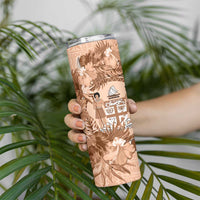 Bula Fiji Vintage Fijian Masi Pattern Skinny Tumbler Peach Fuzz Unique