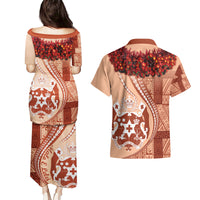 Vintage Tonga Kahoa Heilala Flower Couples Matching Puletasi Dress and Hawaiian Shirt LT9 - Polynesian Pride