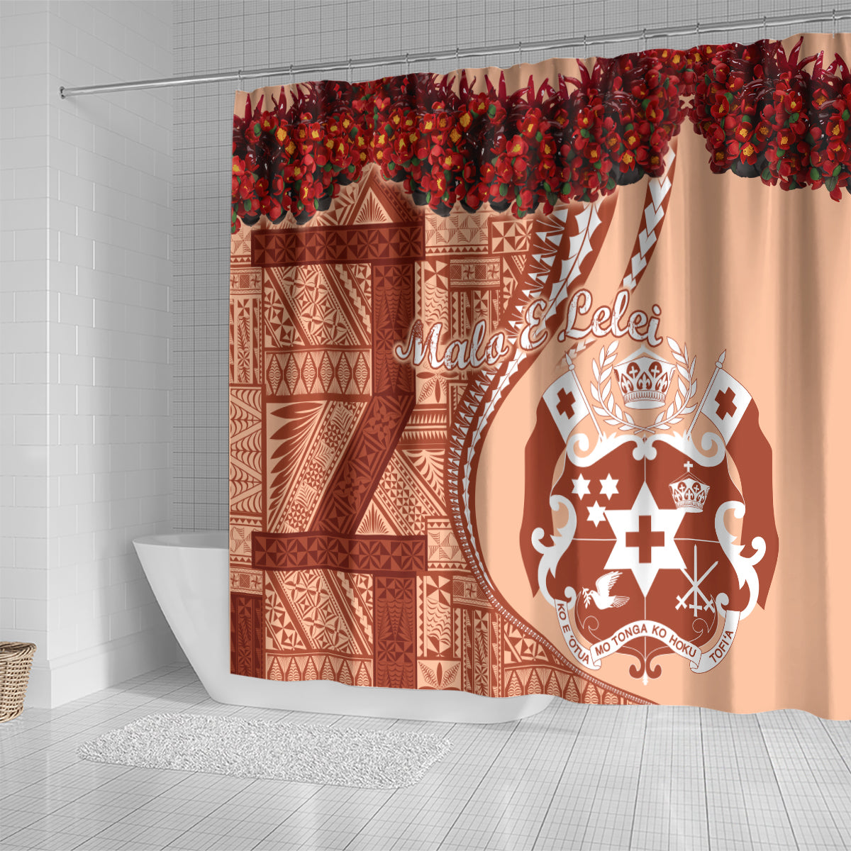 Vintage Tonga Kahoa Heilala Flower Shower Curtain LT9 - Polynesian Pride