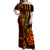 Vintage Tonga Malo E Lelei Ngatu Pattern Off Shoulder Maxi Dress LT9 Women Red - Polynesian Pride