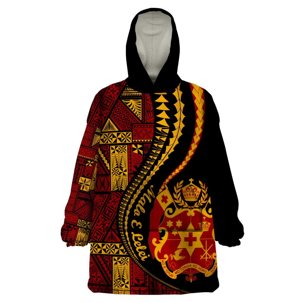 Vintage Tonga Malo E Lelei Ngatu Pattern Wearable Blanket Hoodie LT9 One Size Red - Polynesian Pride