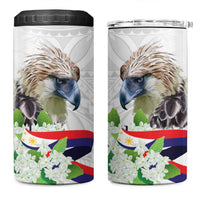 Philippines Eagle and Sampaguita Flowers 4 in 1 Can Cooler Tumbler Polynesian Pattern LT9