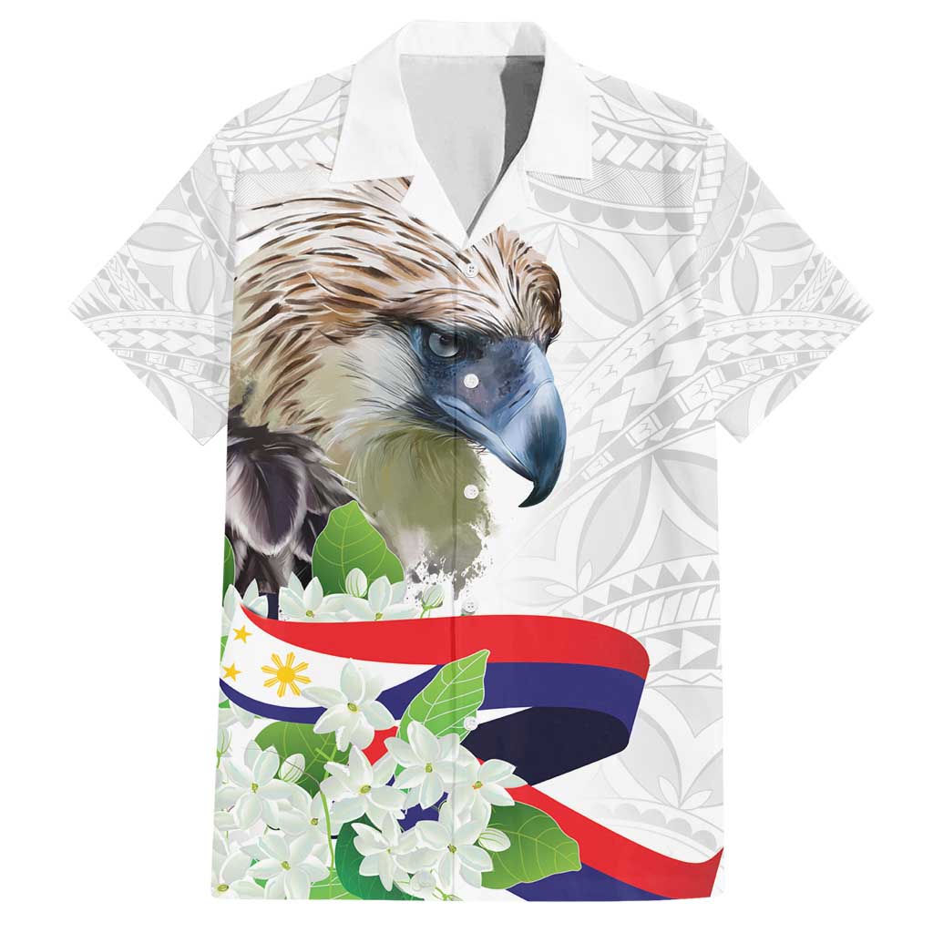 Philippines Eagle and Sampaguita Flowers Family Matching Tank Maxi Dress and Hawaiian Shirt Polynesian Pattern