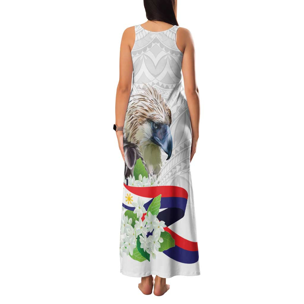 Philippines Eagle and Sampaguita Flowers Family Matching Tank Maxi Dress and Hawaiian Shirt Polynesian Pattern