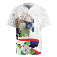 Philippines Eagle and Sampaguita Flowers Rugby Jersey Polynesian Pattern