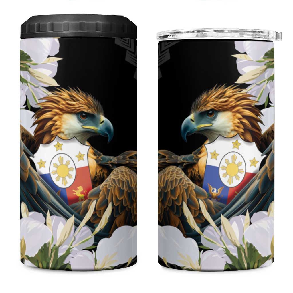 Philippines Eagle with Coat Of Arm 4 in 1 Can Cooler Tumbler Simple Sampaguita Jasmine LT9