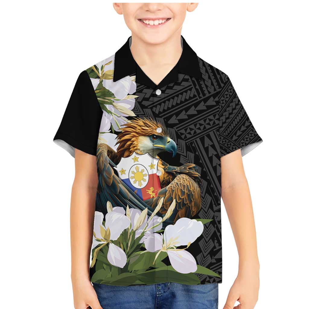 Philippines Eagle with Coat Of Arm Family Matching Mermaid Dress and Hawaiian Shirt Simple Sampaguita Jasmine