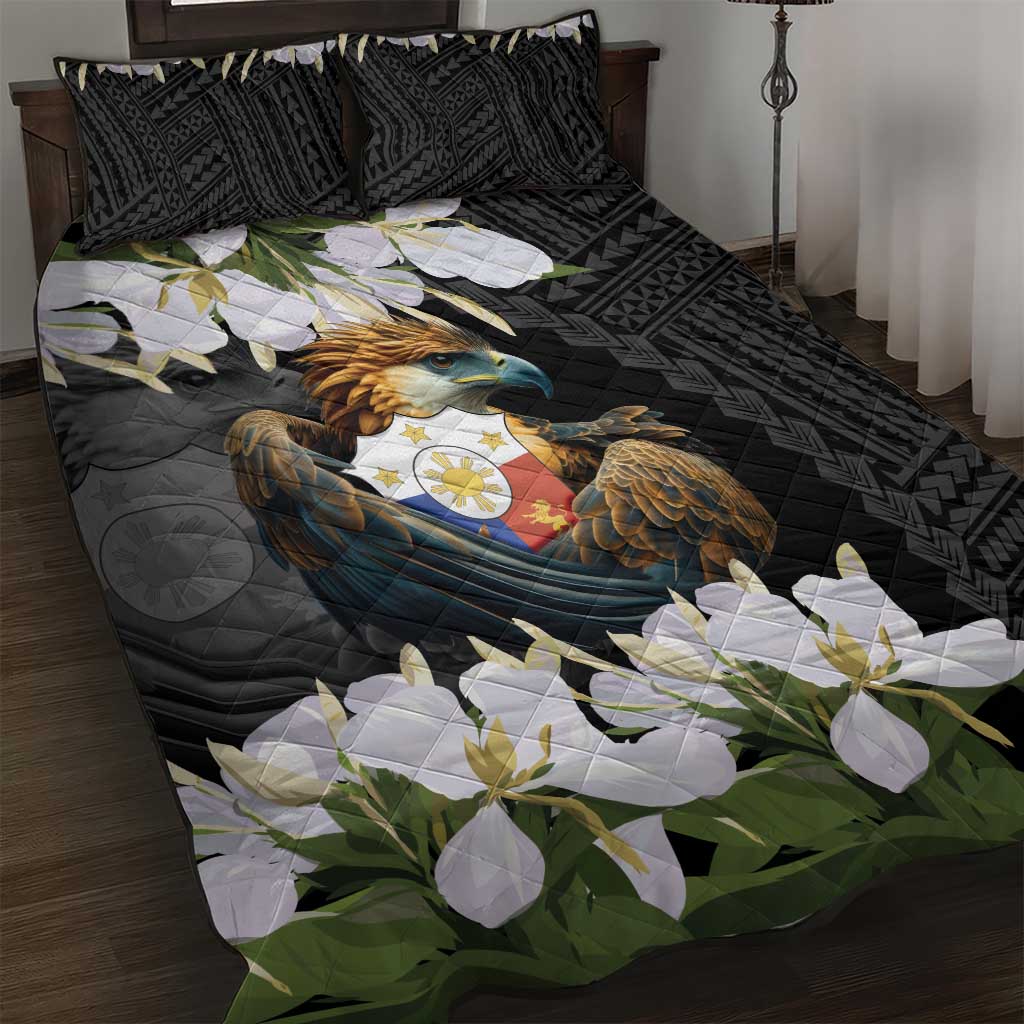 Philippines Eagle with Coat Of Arm Quilt Bed Set Simple Sampaguita Jasmine