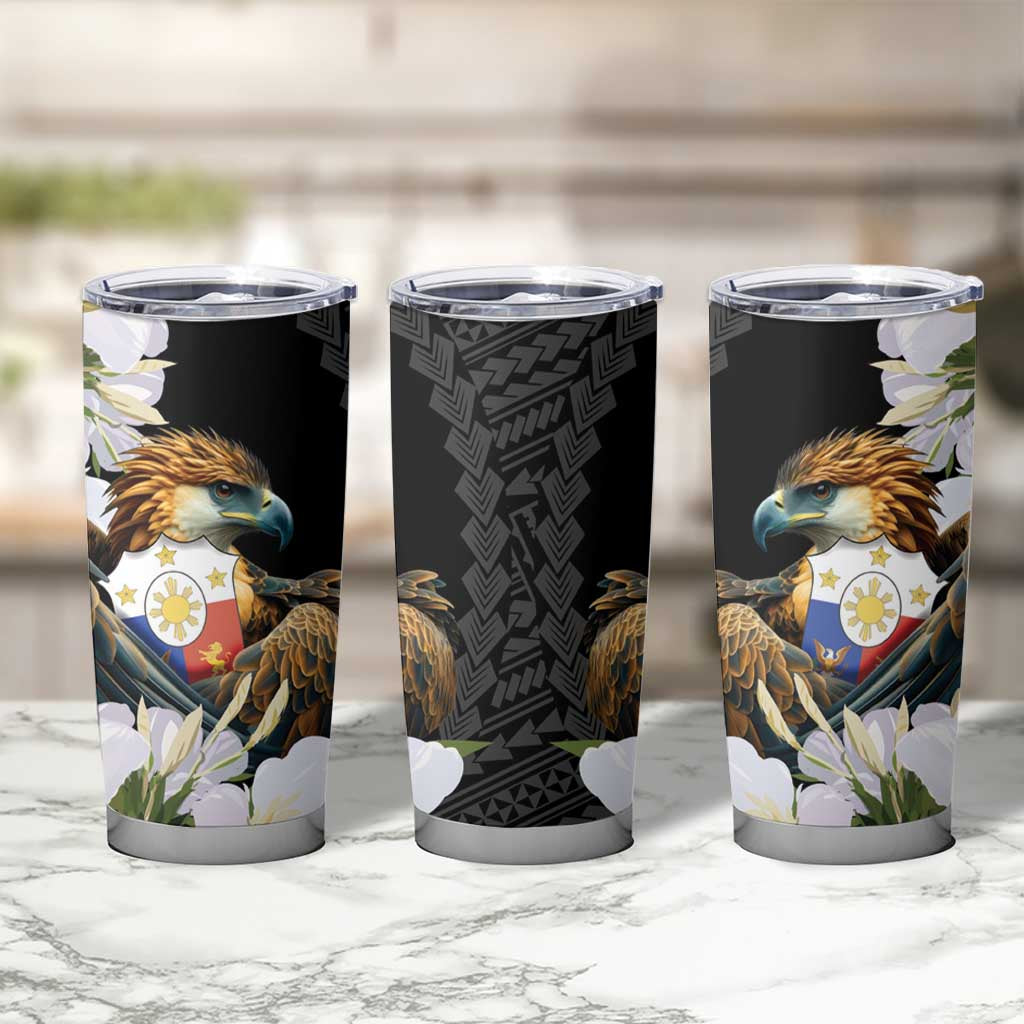 Philippines Eagle with Coat Of Arm Tumbler Cup Simple Sampaguita Jasmine LT9