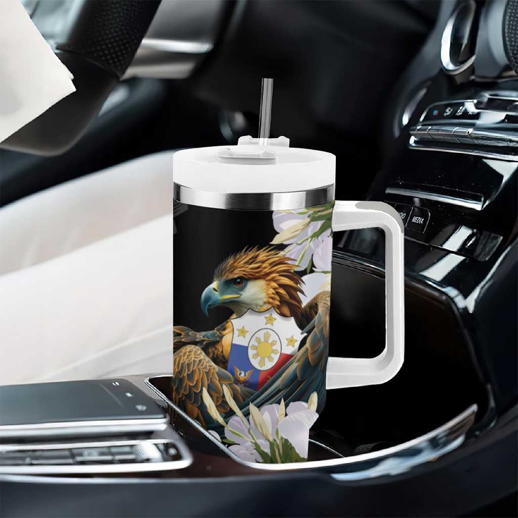 Philippines Eagle with Coat Of Arm Tumbler With Handle Simple Sampaguita Jasmine LT9