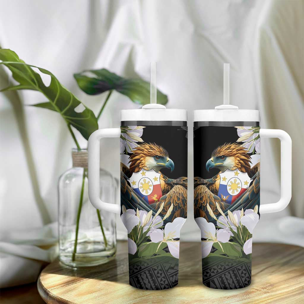 Philippines Eagle with Coat Of Arm Tumbler With Handle Simple Sampaguita Jasmine LT9
