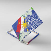 Philippines Flag Canvas Wall Art Sampaguita Jasmine with Polynesian Tribal
