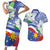 Philippines Flag Couples Matching Short Sleeve Bodycon Dress and Hawaiian Shirt Sampaguita Jasmine with Polynesian Tribal