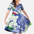 Philippines Flag Kid Short Sleeve Dress Sampaguita Jasmine with Polynesian Tribal