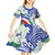 Philippines Flag Kid Short Sleeve Dress Sampaguita Jasmine with Polynesian Tribal