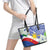 Philippines Flag Leather Tote Bag Sampaguita Jasmine with Polynesian Tribal