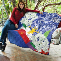Philippines Flag Quilt Sampaguita Jasmine with Polynesian Tribal