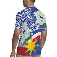 Philippines Flag Rugby Jersey Sampaguita Jasmine with Polynesian Tribal