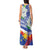 Philippines Flag Tank Maxi Dress Sampaguita Jasmine with Polynesian Tribal