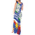 Philippines Flag Tank Maxi Dress Sampaguita Jasmine with Polynesian Tribal