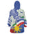 Philippines Flag Wearable Blanket Hoodie Sampaguita Jasmine with Polynesian Tribal