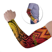 New Zealand Rangatira Custom Arm Sleeves Red and Gold Niho Taniwha Maori Tribal - Polynesian Pride