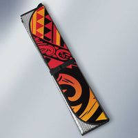 New Zealand Rangatira Custom Auto Sun Shade Red and Gold Niho Taniwha Maori Tribal - Polynesian Pride