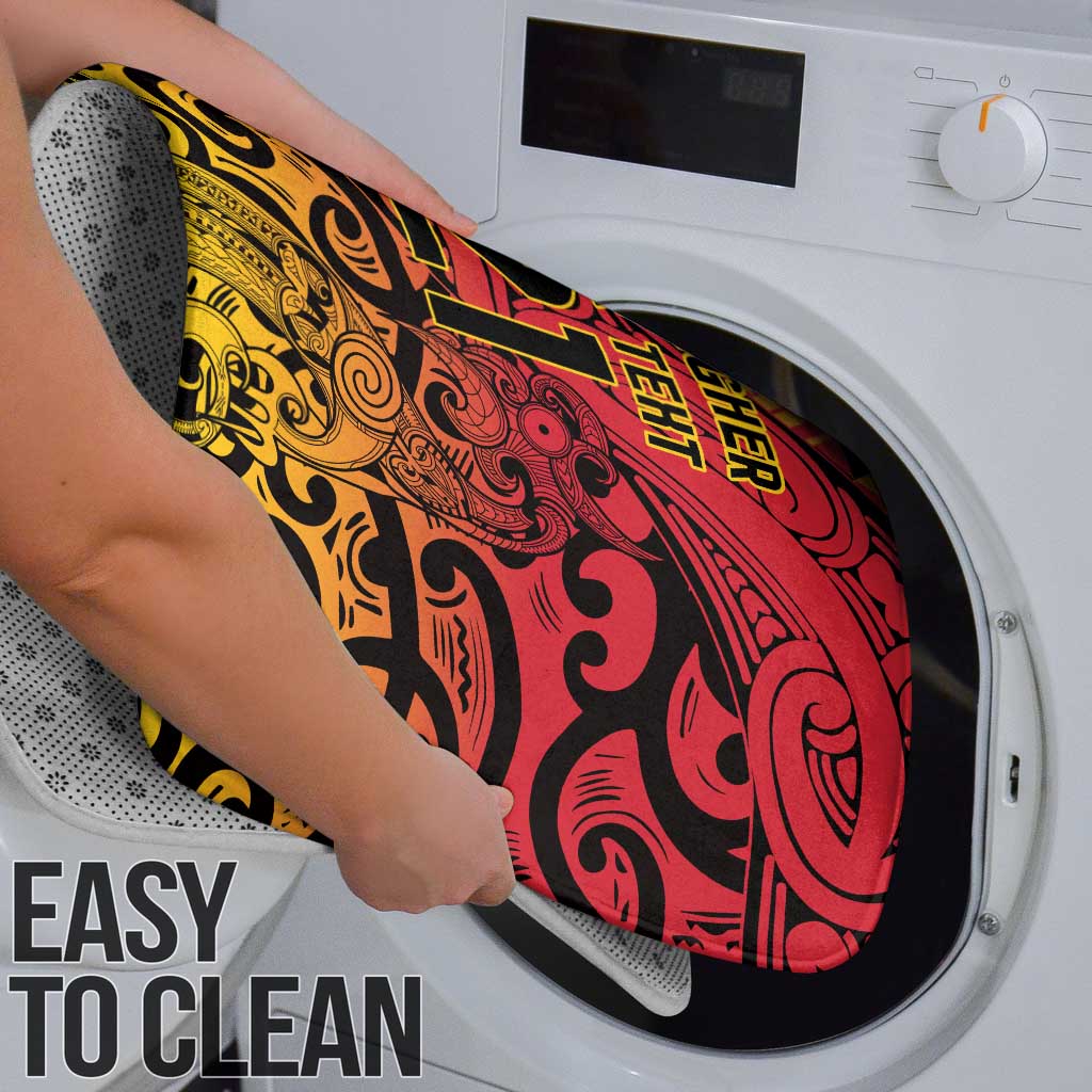 New Zealand Rangatira Custom Bathroom Set Red and Gold Niho Taniwha Maori Tribal - Polynesian Pride