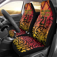 New Zealand Rangatira Custom Car Seat Cover Red and Gold Niho Taniwha Maori Tribal