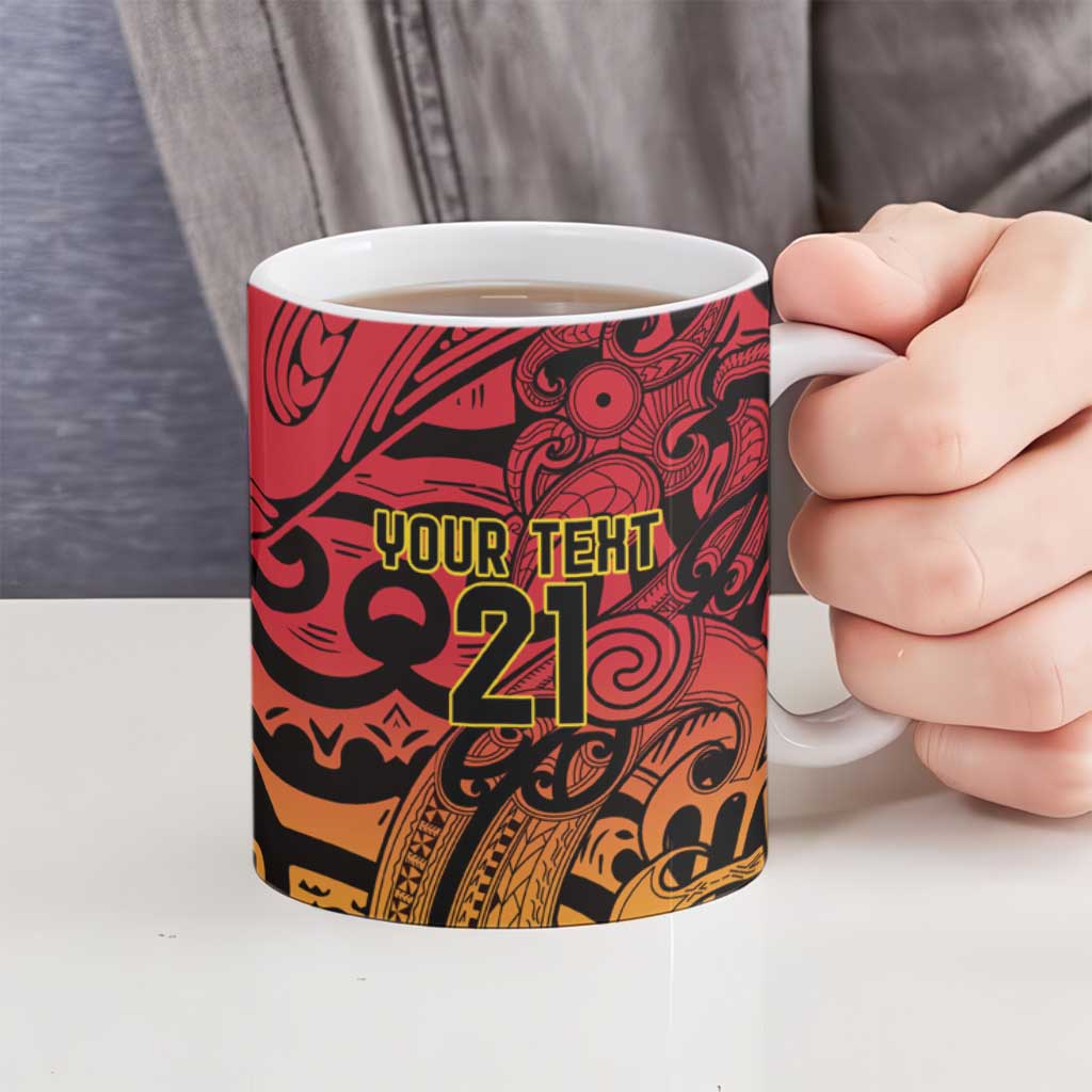 New Zealand Rangatira Custom Ceramic Mug Red and Gold Niho Taniwha Maori Tribal - Polynesian Pride